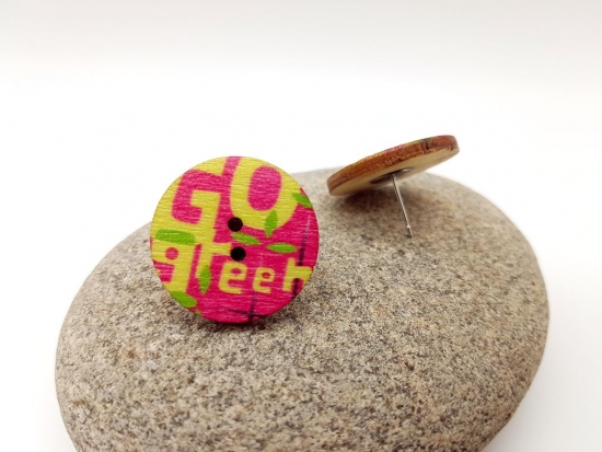 Go Green Holz Knopf Ohrstecker Button